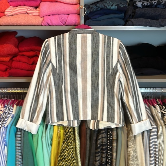 Loft white/tan/marl black open front blazer size 0 - Picture 3 of 3